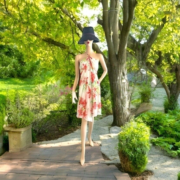 NWT White Susan Lucci Sheer Cover Up Dress Vivid Floral Print Rushed Tunic Dress - Picture 2 of 9